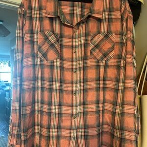 Plaid Button-Up Flannel Shirt